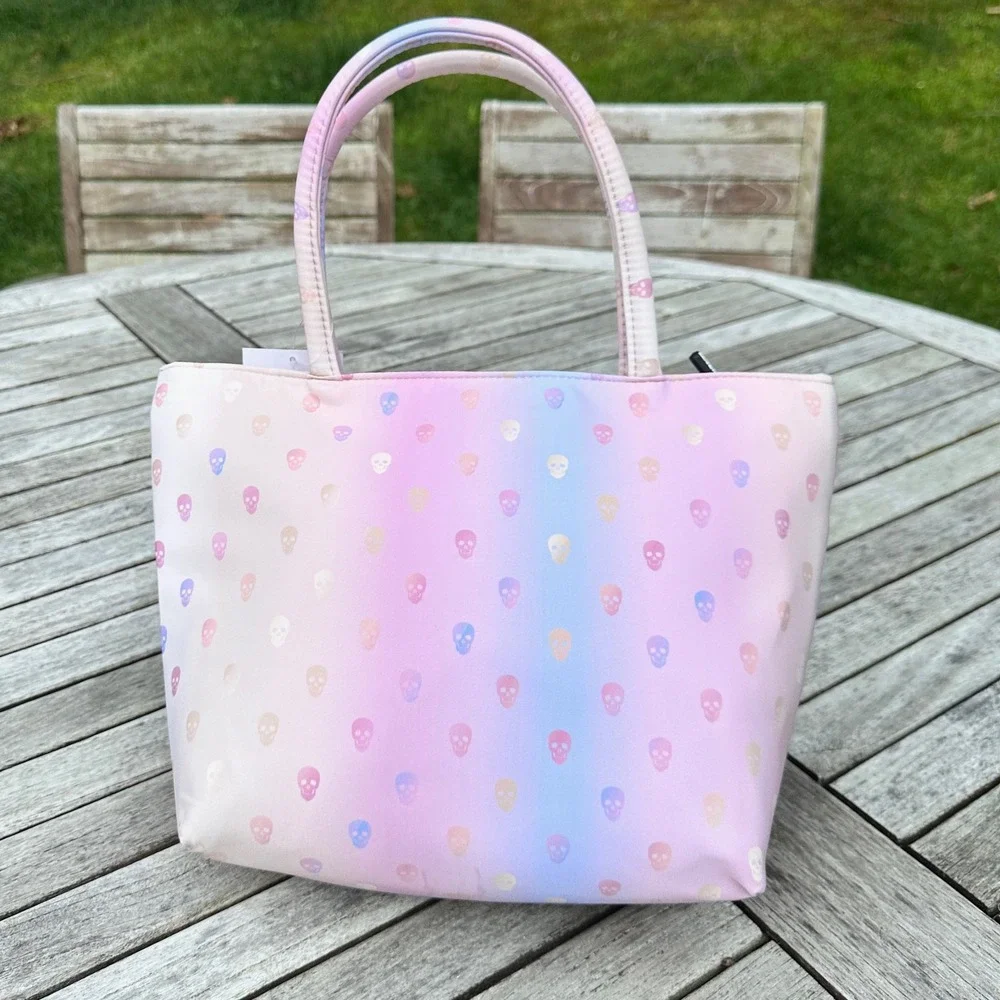 Betsey Johnson Rose Skull Insulated Lunch Tote Satchel Pink Ombre TBJ-0464 NEW